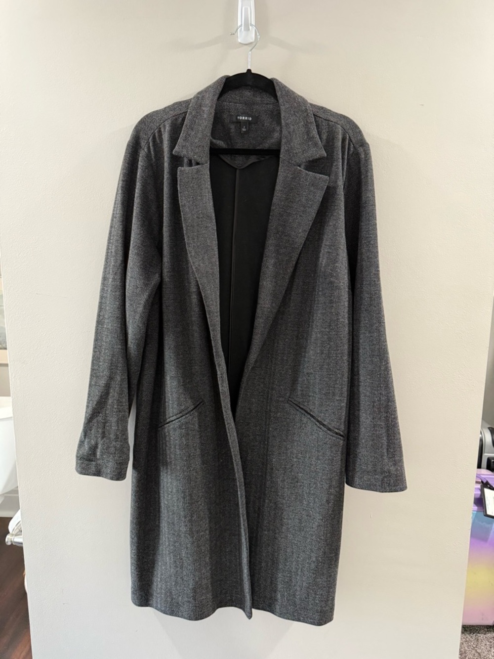 torrid Charcoal Gray Open-Front Long Trench Coat